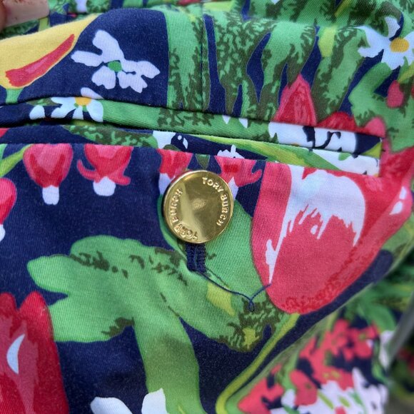 Tory Burch Tulip Print Bermuda Shorts Size 6 Floral Spring Chic - Picture 13 of 16